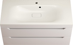 Style Line Тумба с кварцевой раковиной жасмин Остин 100 подвесная белая матовая – фотография-1